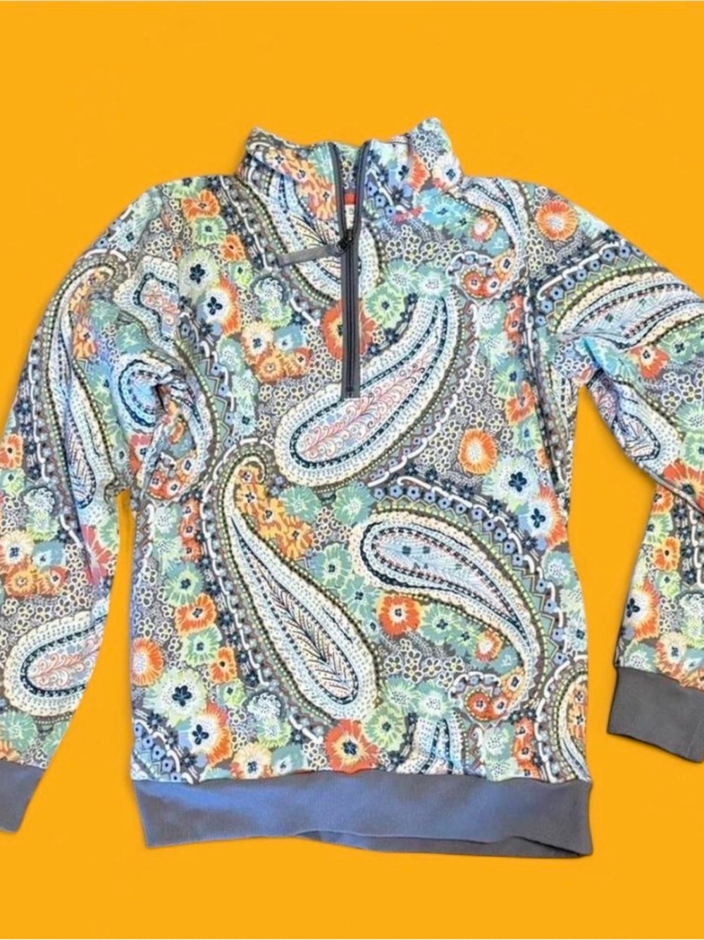 Vera Bradley Citrus paisley French Terry quarter zip pullover sweatshirt Size S